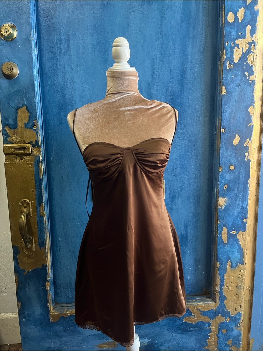 Princess Polly Chocolate Brown Satin Mini Slip Dress